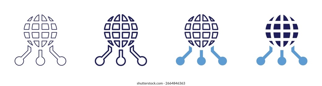 Global refugee icon in 4 different styles. Thin Line, Line, Bold Line, Duotone. Duotone style. Editable stroke.