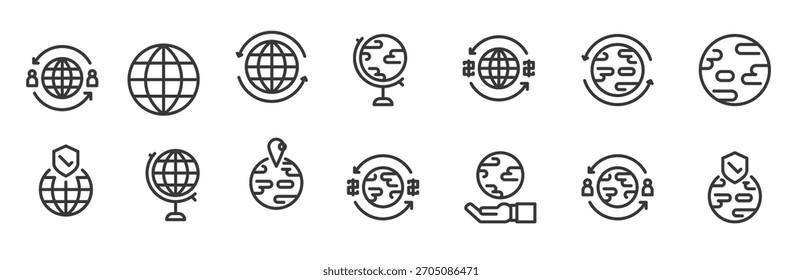 Global verwandter Symbolsatz.Vektorgrafik
