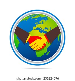 global relation or handshake around earth design concept vector