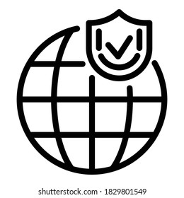 Global reliability icon. Outline global reliability vector icon for web design isolated on white background