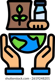 Global Relief Icon Lineal Color Vector Illustration