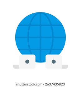 Global Remote Work Vector for Worldwide Collaboration. Online team network illustration, digital nomad lifestyle, connected office.