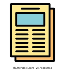 Global reportage icon. Outline global reportage vector icon color flat isolated