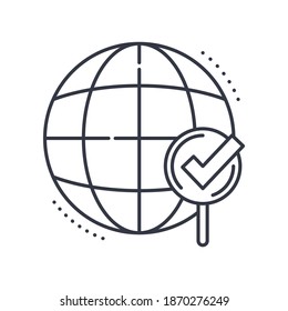 Global research concept icon, linear isolated illustration, thin line vector, web design sign, outline concept symbol with editable stroke on white background.