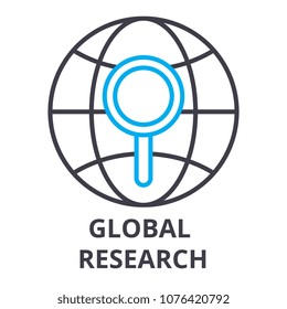 global research thin line icon, sign, symbol, illustation, linear concept, vector 