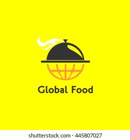 Global Restaurant Vector Design Logo Template. Flat Style