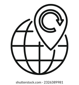 Global return box icon outline vector. Product delivery. Service shop