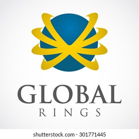 Global ring planet abstract vector logo design template ball business icon company and corporate identity symbol concept