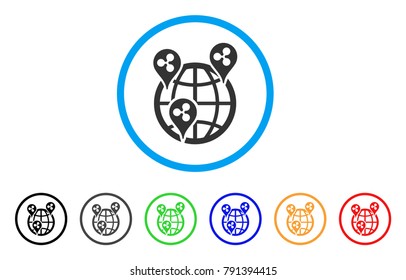 Global Ripple Points rounded icon. Style is a flat gray symbol inside light blue circle with bonus colored variants. Global Ripple Points vector designed for web and software interfaces.