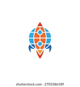 Diseño de logotipo de lanzamiento de cohete global.