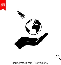global rocket world icon vector, space vector