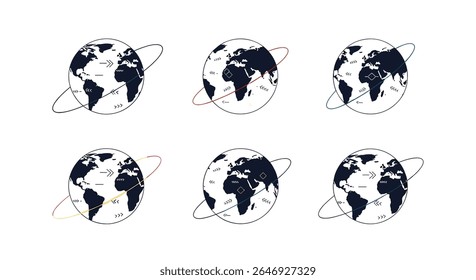 Planeta de Rotação Global Terra Orbitando o Sistema Solar Movimento do Corpo Celeste Animação de Demonstração