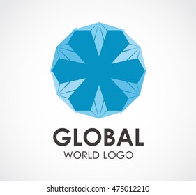 Global of round world logo design vector template and abstract sphere business symbol of company identity Logotype concept icon.