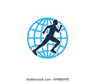Global Run Icon Logo Design Element
