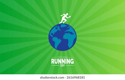 Global Running Day background template. Perfect for banners, cards, posters, and social media. Vector design with text inscription and classic color for a professional look