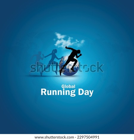 global running day Concept Poster, Banner, Logo. global running day. Global running Day in June, Man and Woman running