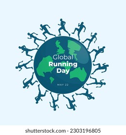 global running day design template for celebration. running people silhouette. running man and woman. jogging vector illustration. flat vector. 