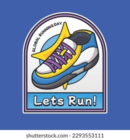 Global Running Day graphic illustration sticker style. Can be used for sticker, t-shirt, merchandise, icon, editorial, web, and flyer.