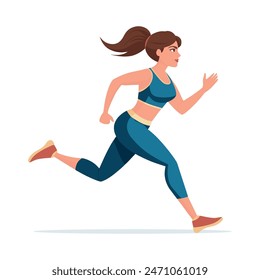 Global running Day in June, vector banner design. The first Wednesday of June. Running woman. White background.