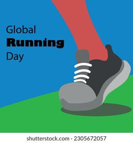 Global Running Day leg wearing a shoes and bold text