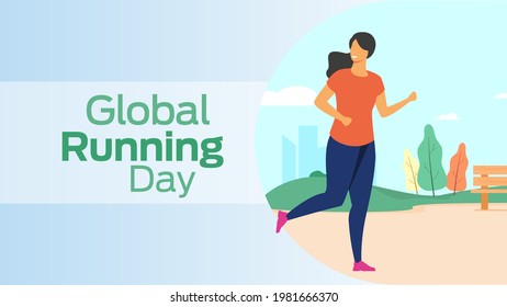 Global Running Day on june business brochure flyer banner design horizontal template vector, cover presentation abstract, modern publication poster and flag-banner, layout in rectangle size.