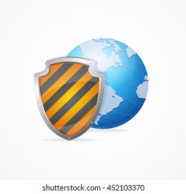 Global Safety Concept Isolated on White Background. Defense World. Vector illustration