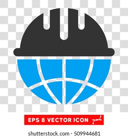 Global Safety Helmet EPS vector icon. Illustration style is flat iconic bicolor blue and gray symbol on white background.