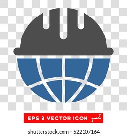 Global Safety Helmet EPS vector pictograph. Illustration style is flat iconic bicolor cobalt and gray symbol on white background.