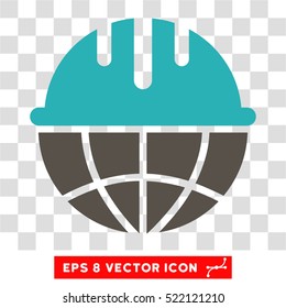 Global Safety Helmet EPS vector pictogram. Illustration style is flat iconic bicolor grey and cyan symbol on white background.