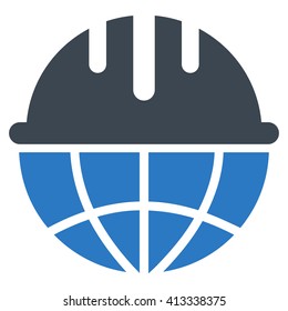 Global Safety Helmet vector icon. Style is bicolor flat icon symbol, smooth blue colors, white background.