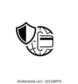 Global Safety Payment Icon. Flat Design. Business Concept Isolated Illustration.