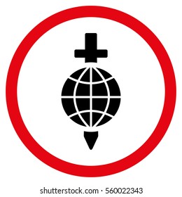 Global Safety vector bicolor rounded icon. Image style is a flat icon symbol inside a circle, intensive red and black colors, white background.