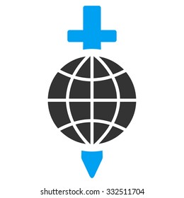 Global Safety vector icon. Style is flat symbol, rounded angles, white background.