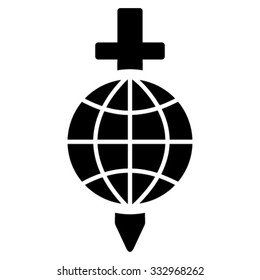 Global Safety vector icon. Style is flat symbol, black color, rounded angles, white background.