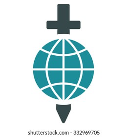 Global Safety vector icon. Style is bicolor flat symbol, soft blue colors, rounded angles, white background.