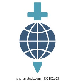 Global Safety vector icon. Style is bicolor flat symbol, cyan and blue colors, rounded angles, white background.
