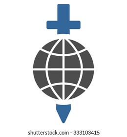 Global Safety vector icon. Style is bicolor flat symbol, cobalt and gray colors, rounded angles, white background.