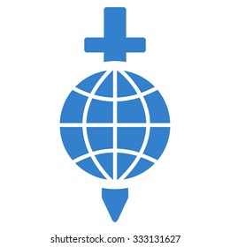 Global Safety vector icon. Style is flat symbol, cobalt color, rounded angles, white background.