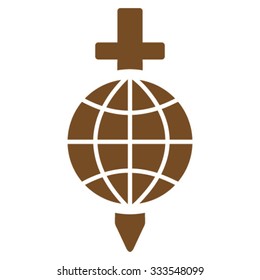 Global Safety vector icon. Style is flat symbol, brown color, rounded angles, white background.