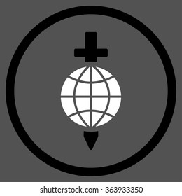 Global Safety vector icon. Style is bicolor flat circled symbol, black and white colors, rounded angles, gray background.