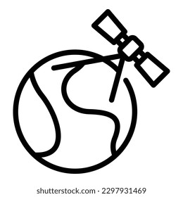 Global satellite icon outline vector. Conference stay. Online work