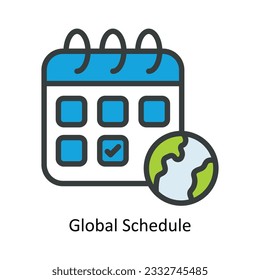 Global Schedule Vector Fill outline Icon Design illustration. Nature and ecology Symbol on White background EPS 10 File