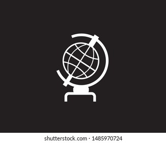 global school education vector icon earth line art
