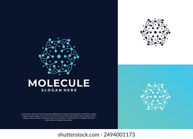 Global science research logo design with dot connection concept