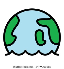 Global sea level icon outline vector. Climate change. Water low color flat