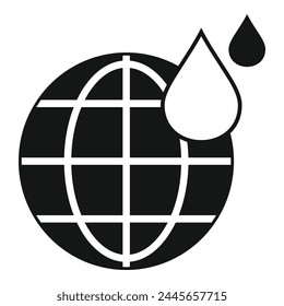 Global sea level rise icon simple vector. Coastal city flood risk. World ecology problem