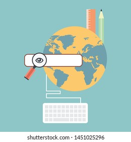 Global search concept, flat style. Vector illustration