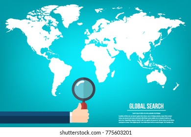 Global search concept, flat style. Vector illustration