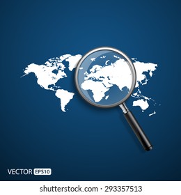 Global search concept with magnify glass.vector