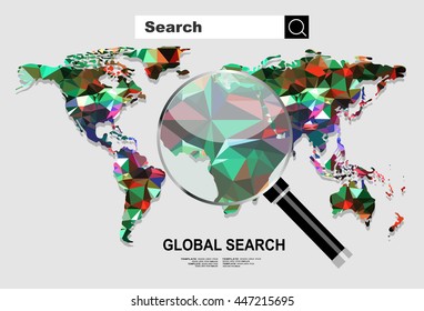 Global search concept. Vector illustration